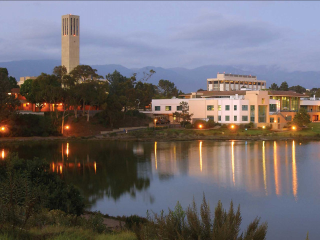 Storke Tower and UCSB Lagoon